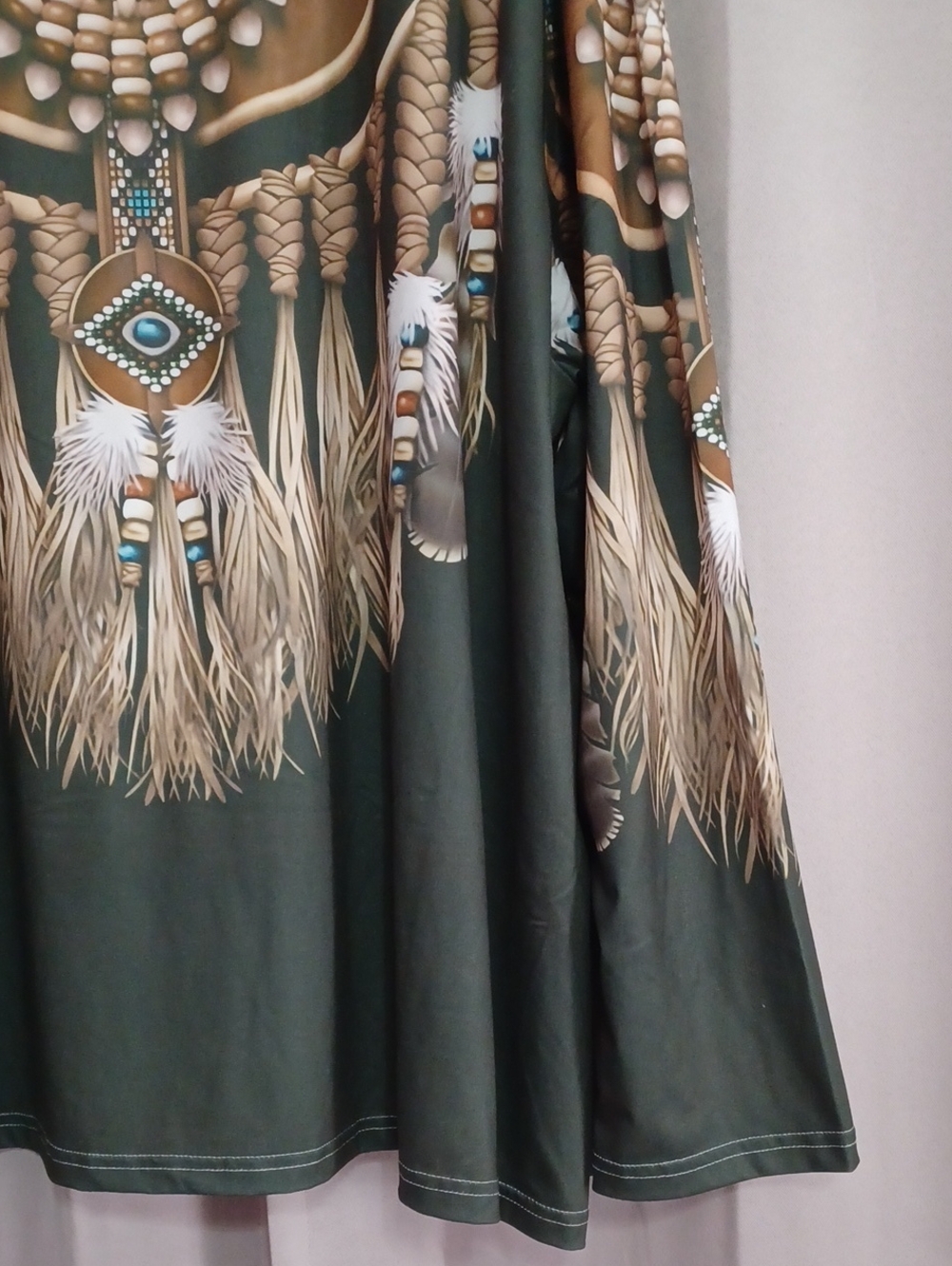 Native American Tribal Style Long Sleeve Crewneck Stretch Knit Graphic Top Plus - Picture 7 of 15
